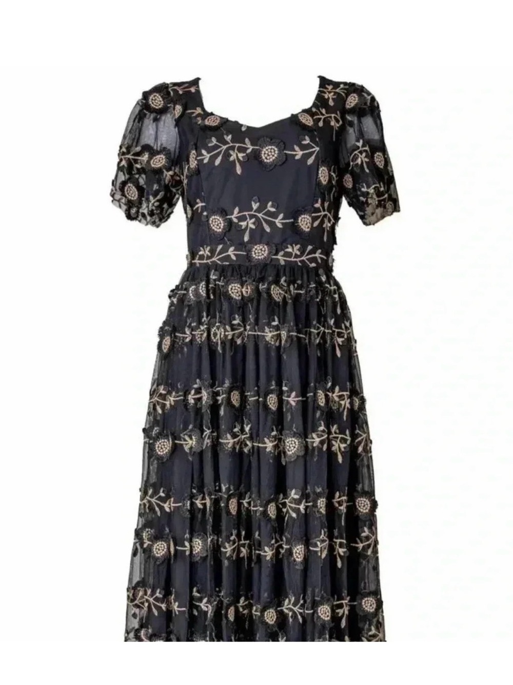 Ivy City Co Black Floral Embroidered Maxi Athena Dress - Picture 2 of 8